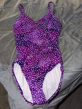 Purple Polka Dot One-Piece Swimsuit